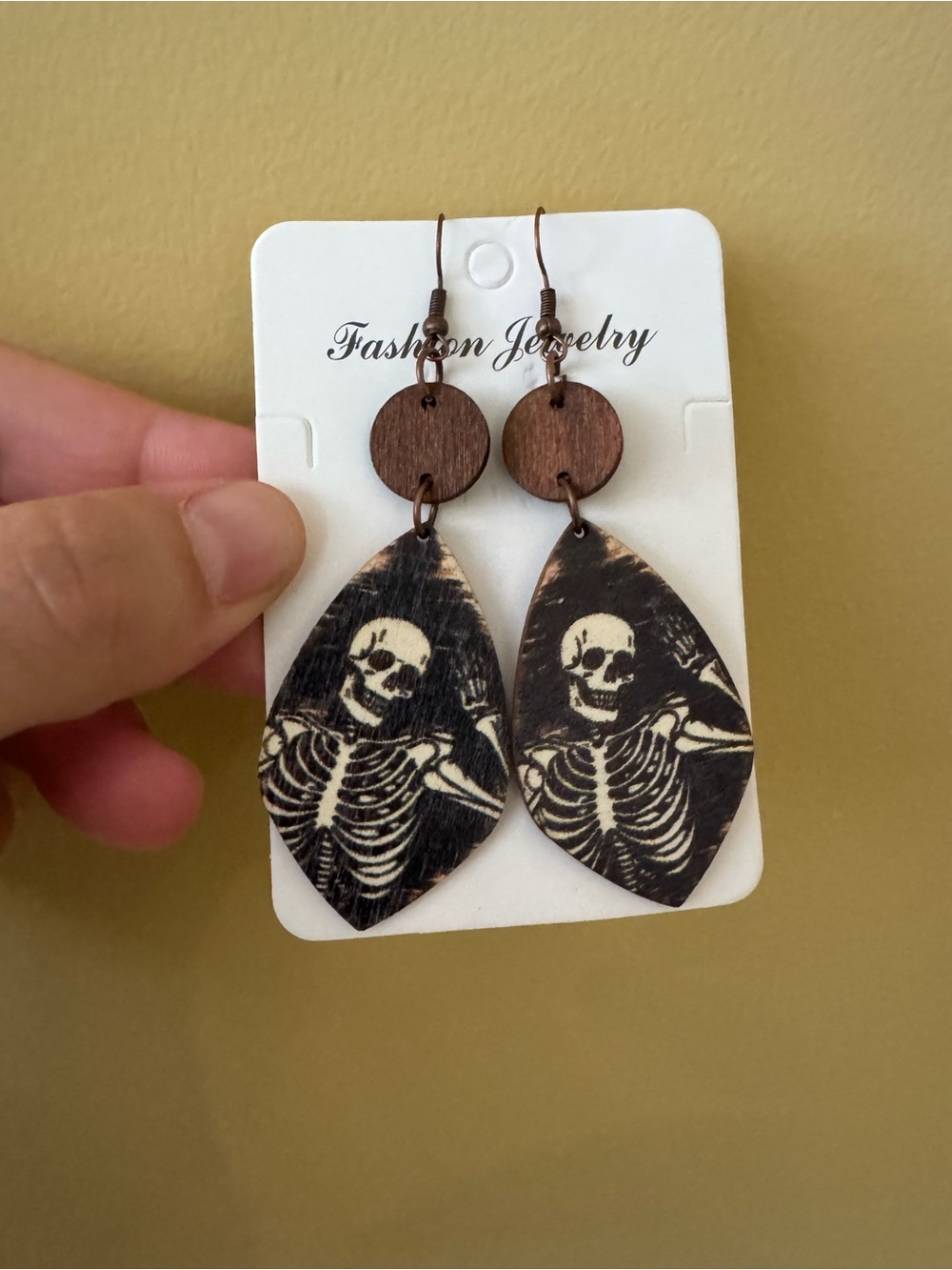 Fashion Jewelry Black & Brown Skeleton Drop Earrings